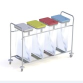 Nerezový sběrný vozík čtyřpytlový