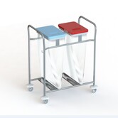 Nerezový sběrný vozík dvoupytlový