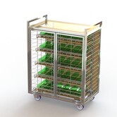 Vozík s výsuvnými policemi pro prezentaci vín, kapacita 30 lahví